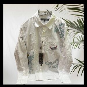 Ed Hardy White Casual Button Down Shirt